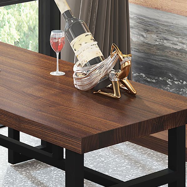 Industrial Dining Room Table Solid Wood Rectangle Dinette Table in Brown