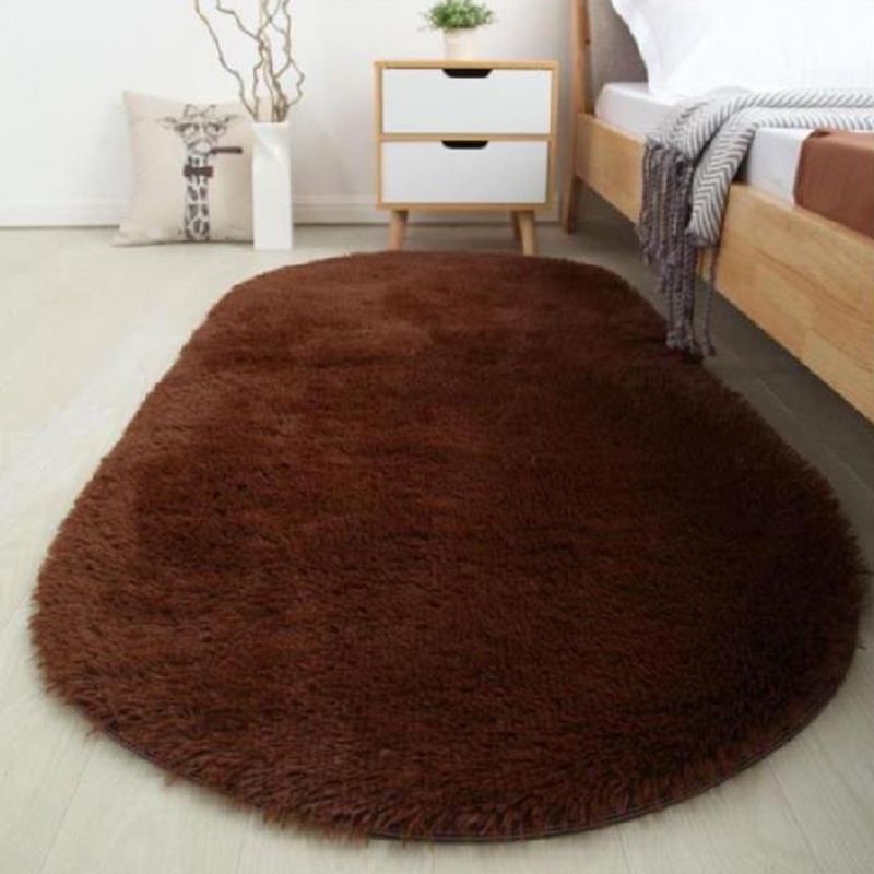 Oval Plush Rug Indoor Rug Non-Slip Backing Machine Washable Area Carpet