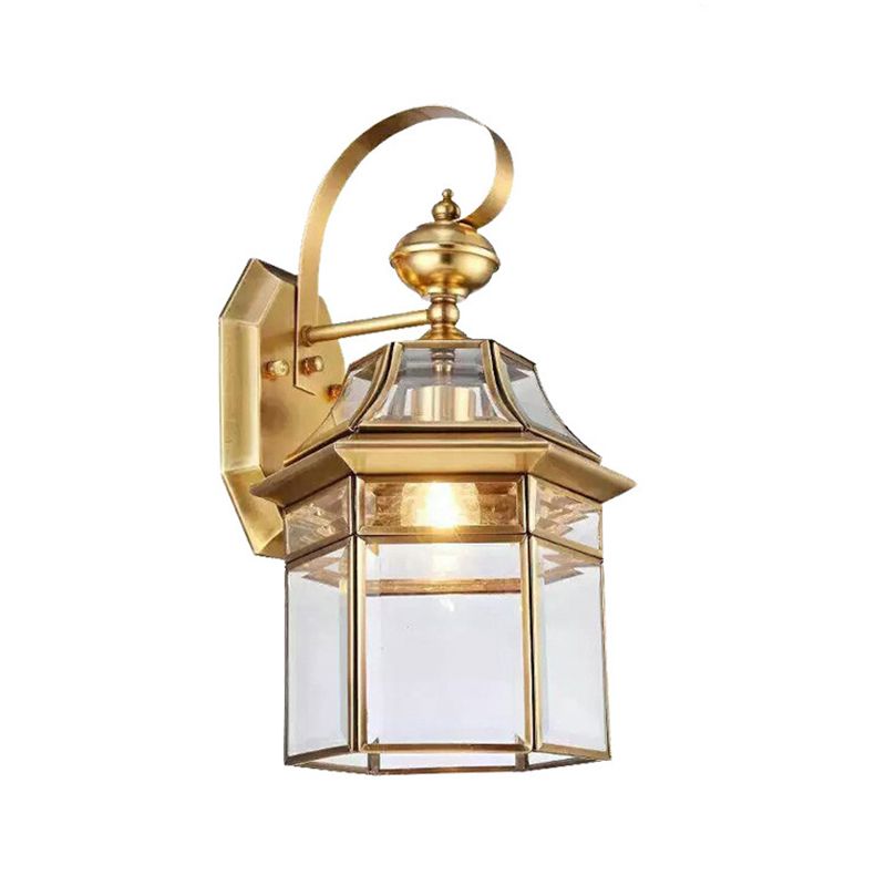 1 Bulb Wall Sconce Traditional Open Bottom Metal Wall Light Fixture in Brass for Living Room