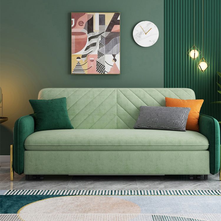 Green Cushion Back Loveseat Foldable Sleeper Sofa with Storage