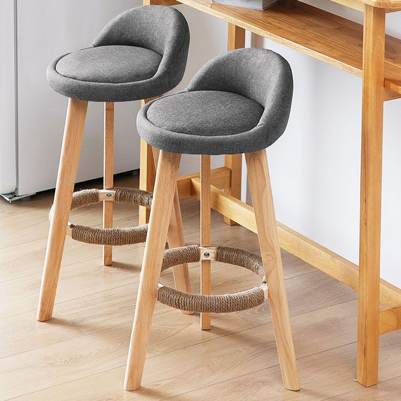 Scandinavian Restaurant Footrest Stool Matte Finish Upholstered Bar Stools