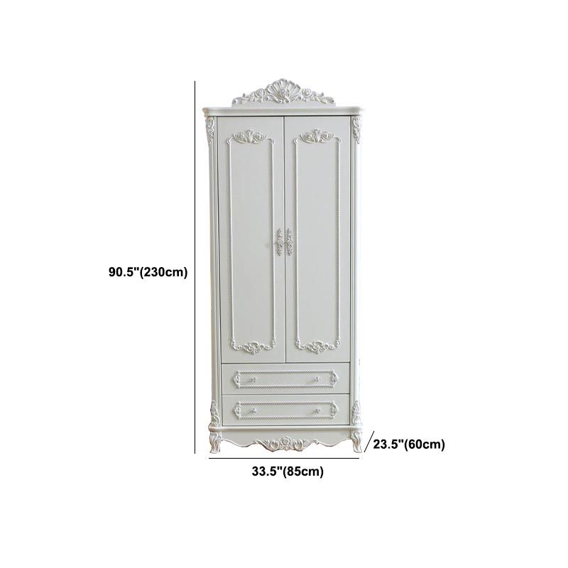 French Country Wardrobe White Colour Solid Wood Wardrobe Closet with Drawers