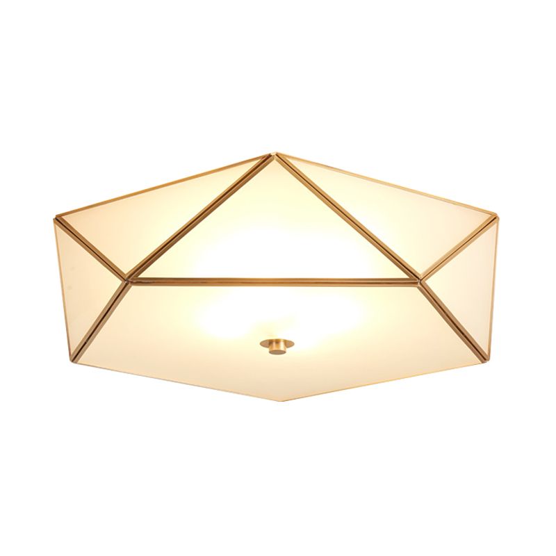 Geometrische weiße Glas-Einbauleuchte, traditioneller 3-flammiger Deckenleuchter für Wohnzimmer