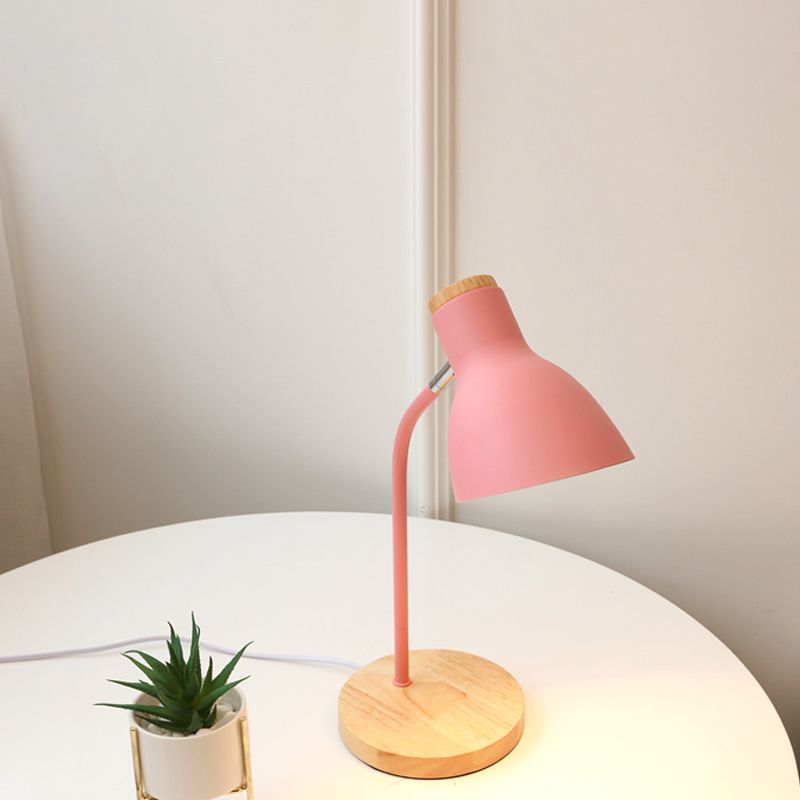 Luce da tavola ampia bagliore Macaron Metal 1 lampadina rosa/gialla lampada da scrivania con nodo rotante