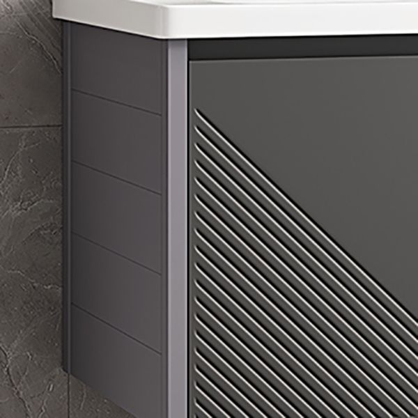 Modern Gray Metal Base Vanity Single-Sink Rectangular Wall Mount Vanity Set
