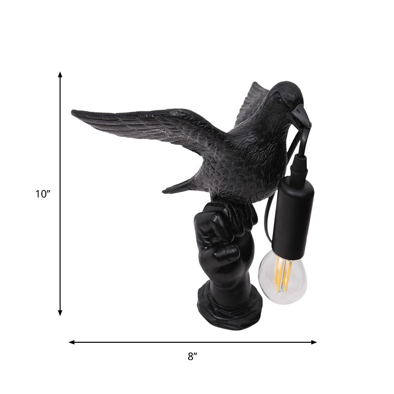 Nordic Style Bird Shaped Desk Light 1 Light Resin Night Table Lamp in White/Black for Bedroom