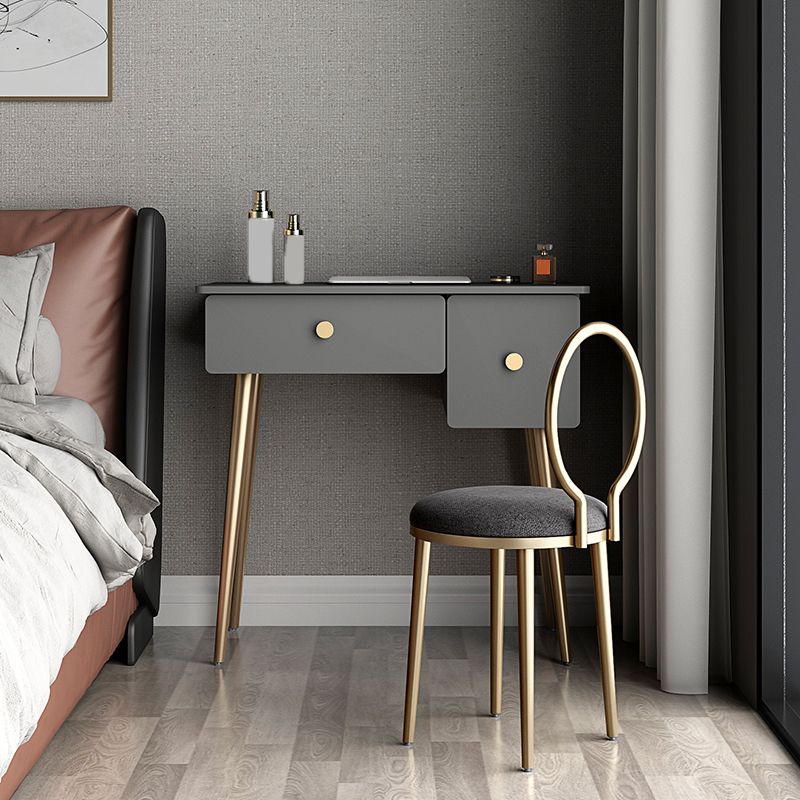 Glam Wooden/Metal Make-up Vanity with Drawer in Grey for Bedroom