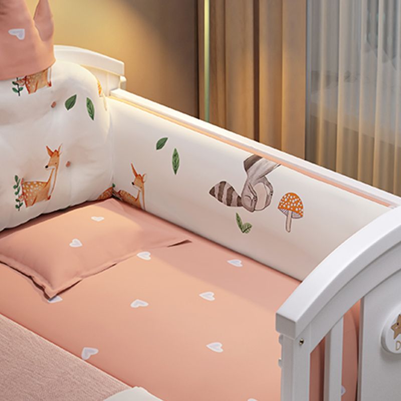 Modern Casters Nursery Crib Under Crib Storage Baby Crib with Guardrail