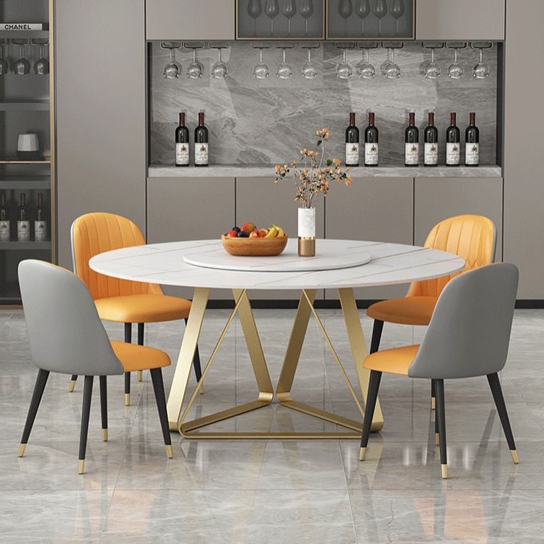 Modern Style Sintered Stone White Dining¬†Room¬†Set with Round Table Home Dining Table Furniture