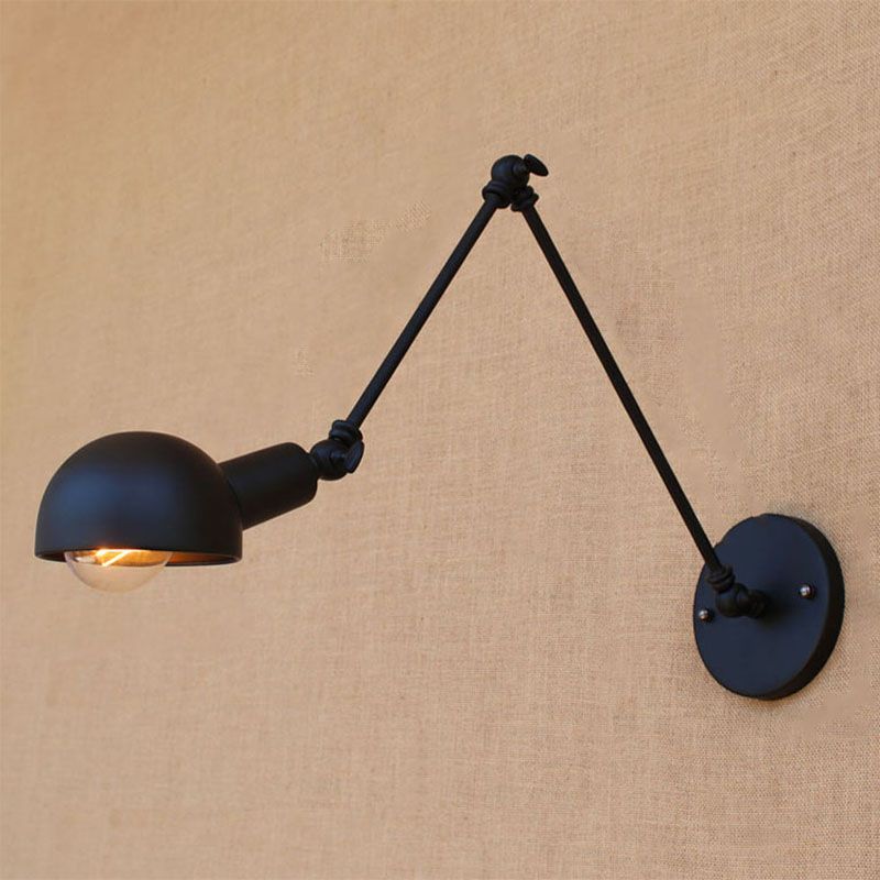 Industrial Style Metal Wall Light Long Arm Black Wall Sconce for Living Room