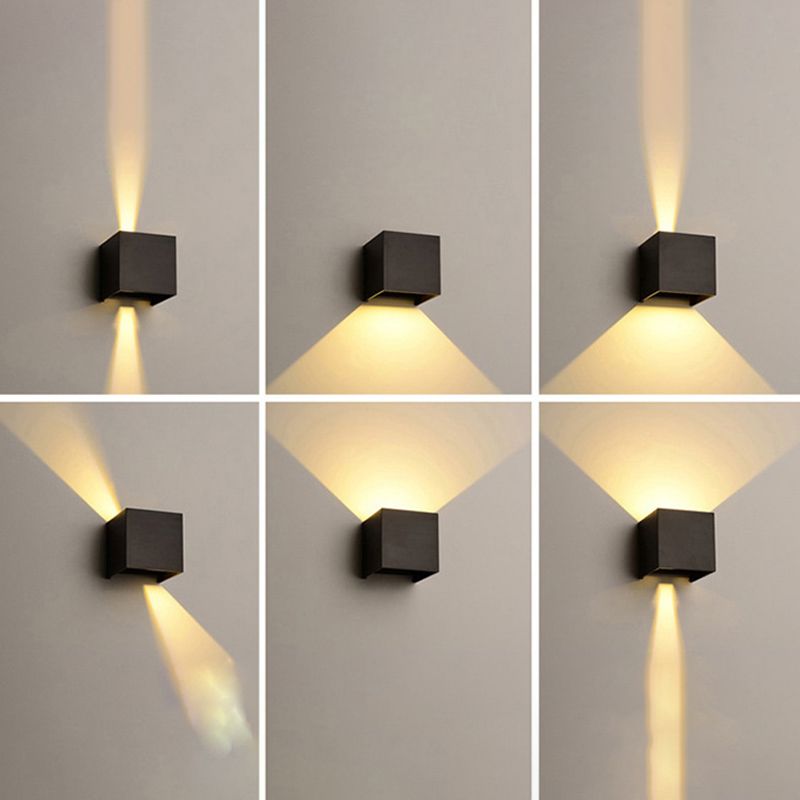 2-Lights Geometric Wall Lamp Fixtures Modern Style Black and White Aluminum Lighting