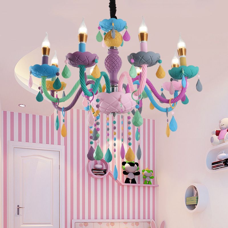Smeedijzeren macaron hanglamp in moderne creatieve stijl glazen binnen plafondlicht met kristallendecoratie
