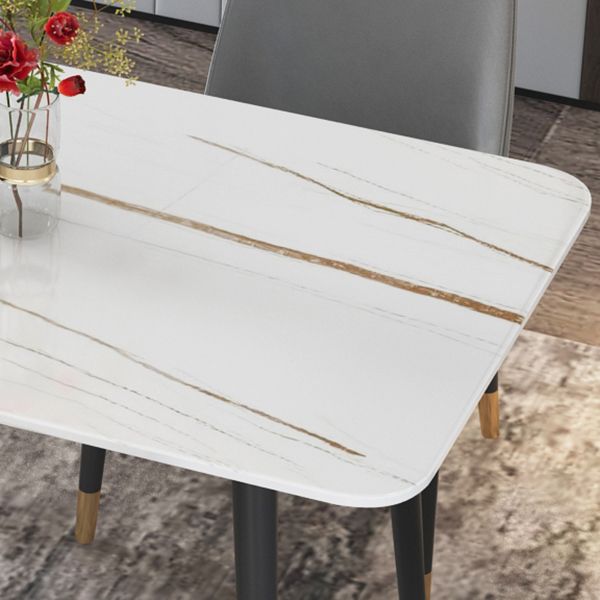 Metal and Stone Table Glam Style Minimalist Home Rectangular Dining Table