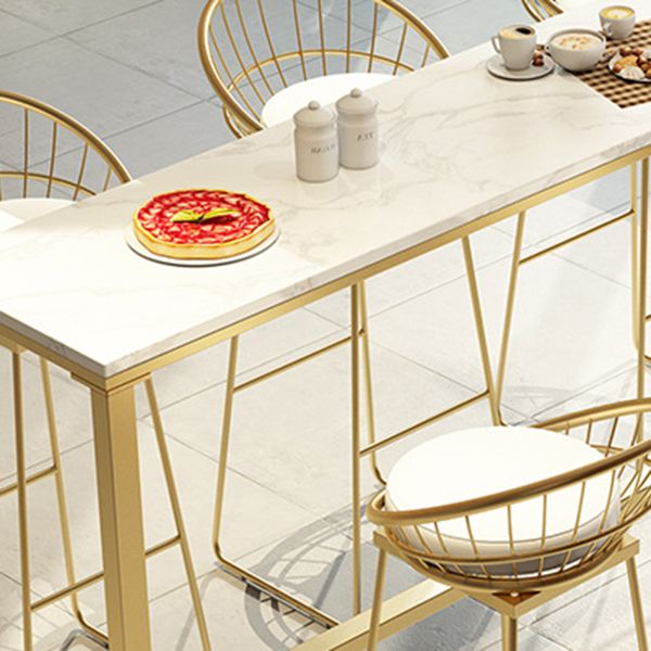 Rectangle Bar Table Set 1/7/9 Pcs Glam Bar Table and Stools with Metal Frame