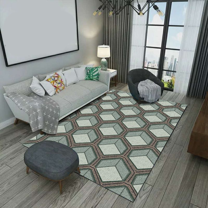 Minimalistic Geometric Rug Multi Colored Synthetics Carpet Stain Resistant Pet Friendly Anti-Slip Backing Rug for Living Room