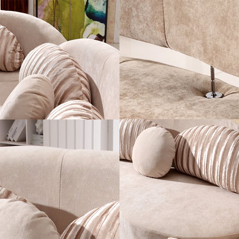 Living Room Contemporary Curved Armless Stationary Cushions Sofa