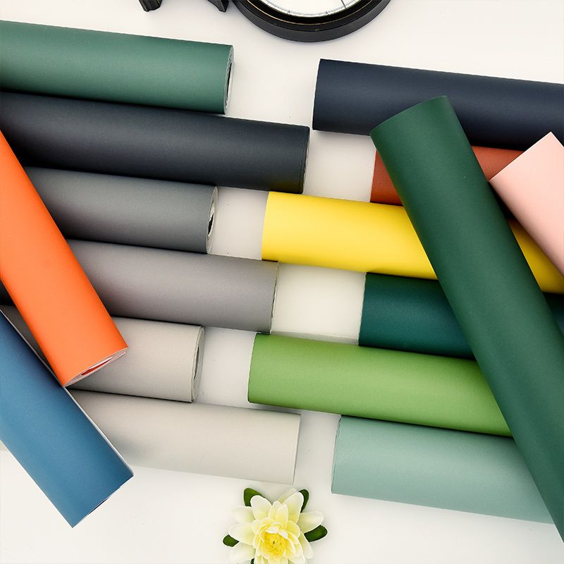 Multicolor Plain Wallpaper Roll Stain Resistant Simplicity Style Bedroom Wall Art