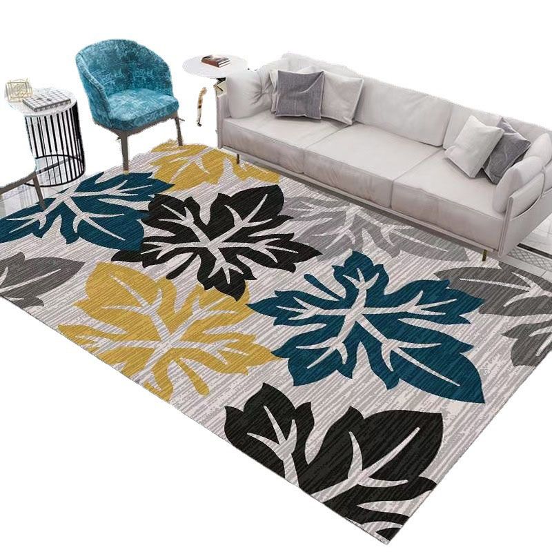 Modern Area Rug Floral Pattern Polyester Stain Resistant Carpet Home Decor Rug for Living Room