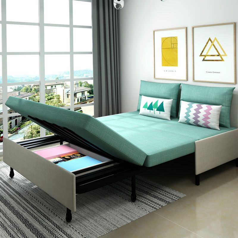 31.88" Wide Linen Sleeper Sofa Green Sofa Bed with Pillow Back