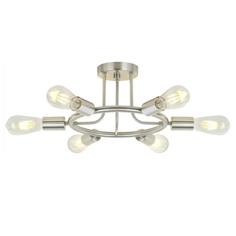 Industrial Flush Mount Circle Shape Ceiling Light with Metal Shade for Living Room