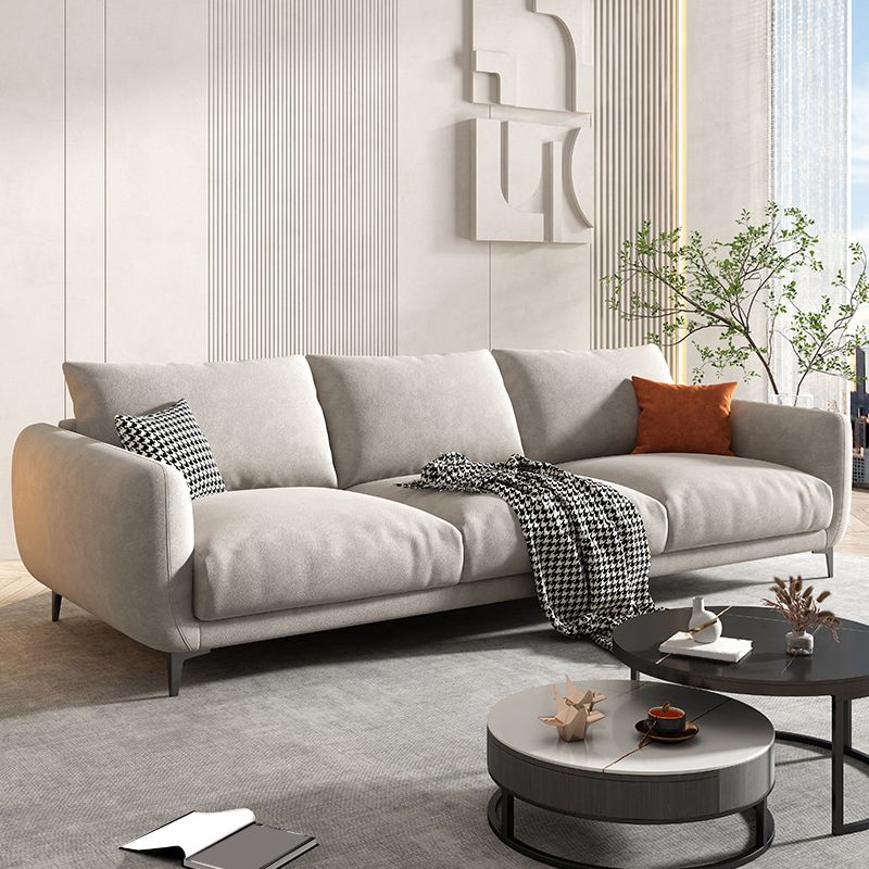 3 Seater 35.4"H Microsuede Solid Color Square Arm Sofa for Living Room