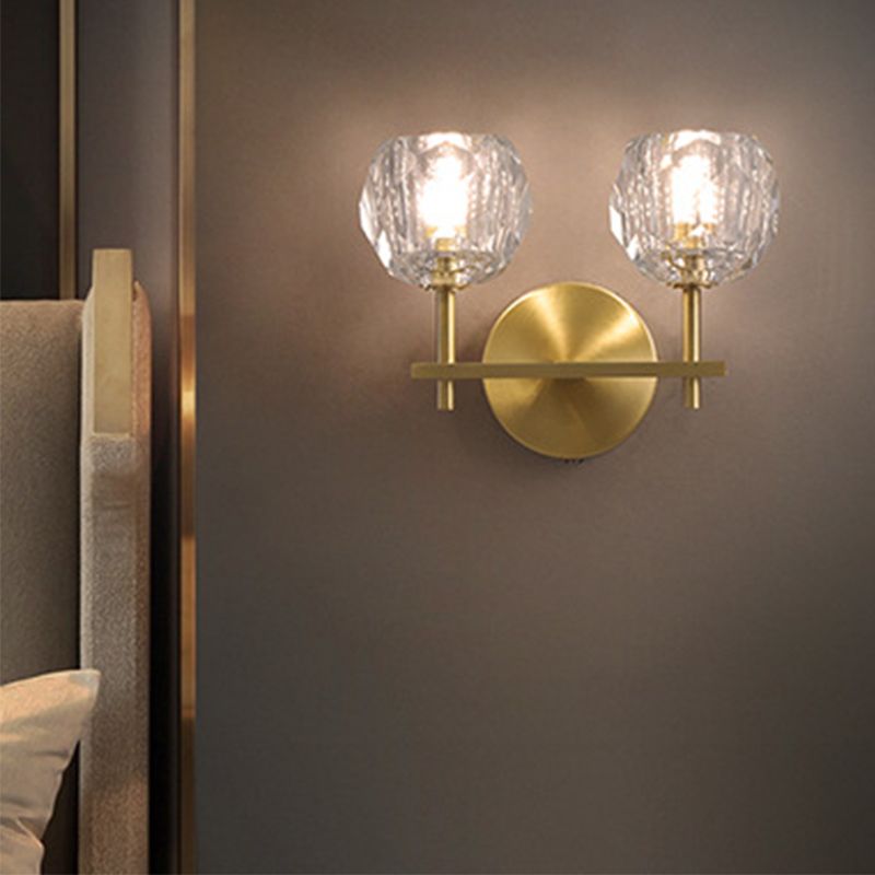 Moderne Messing Wandleuchte Globus Gold Wandleuchten mit Kristall für Schlafzimmer