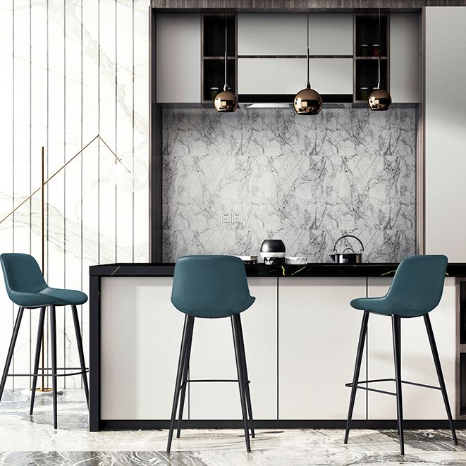 Leather Bar Stool Modern Backrest Counter Stool for Bristol with Metal Legs