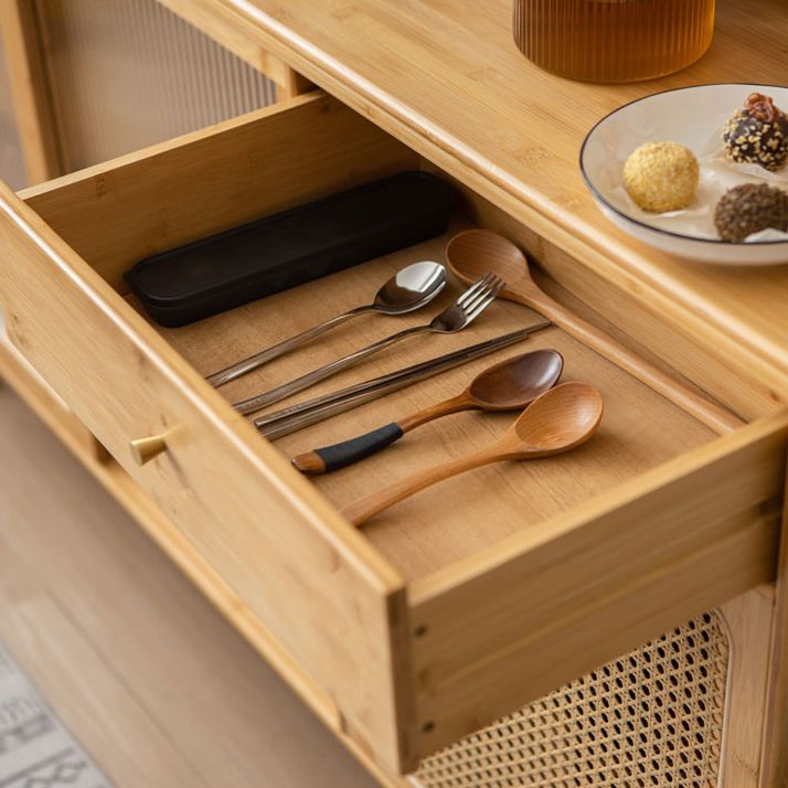 Farmhouse Glass Doors Sideboard Cabinet 32.7-inch High Buffet