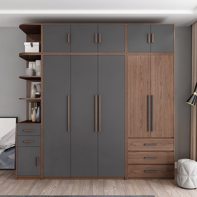 Hinged Wardrobe Cabinet Contemporary Wardrobe Closet with Garment Rod