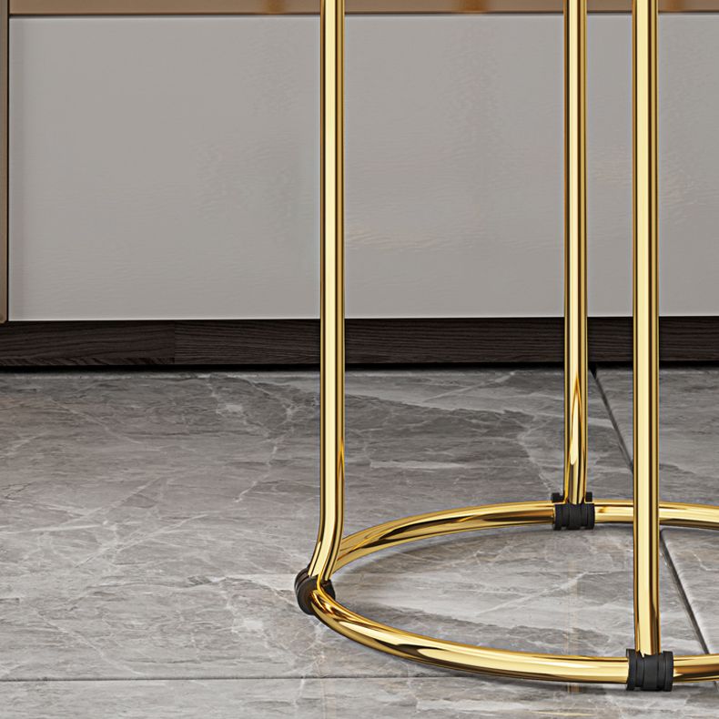 Glam Round Seat Counter Stool Faux Leather and Fabric Backless Counter Chair