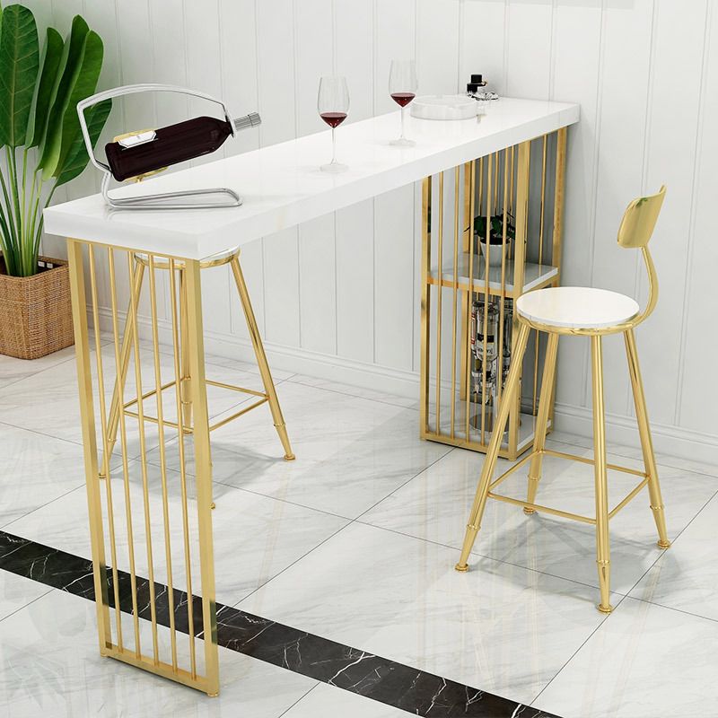 Glam 1/2/3 Pieces Bar Table Set Rectangle Bar Table with High Metal Stools for Home