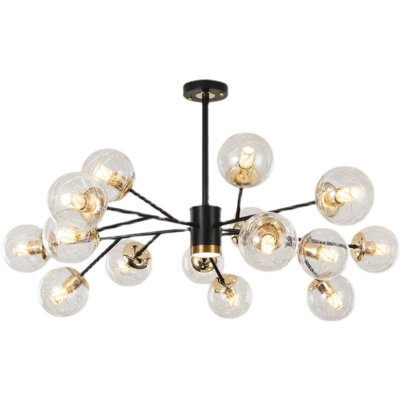 Contemporary Sphere Chandelier Lights Glass Chandelier Pendant Light in Black