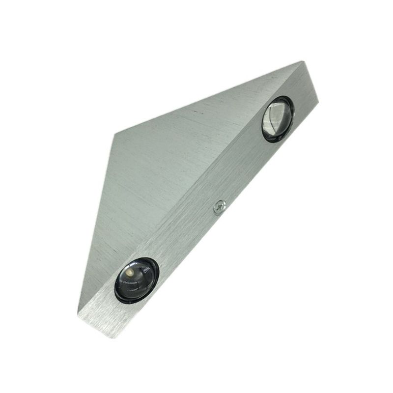 Monte triangular de plata cepillado Medro LED de aluminio minimalista Splock en luz multicolor/azul/roja