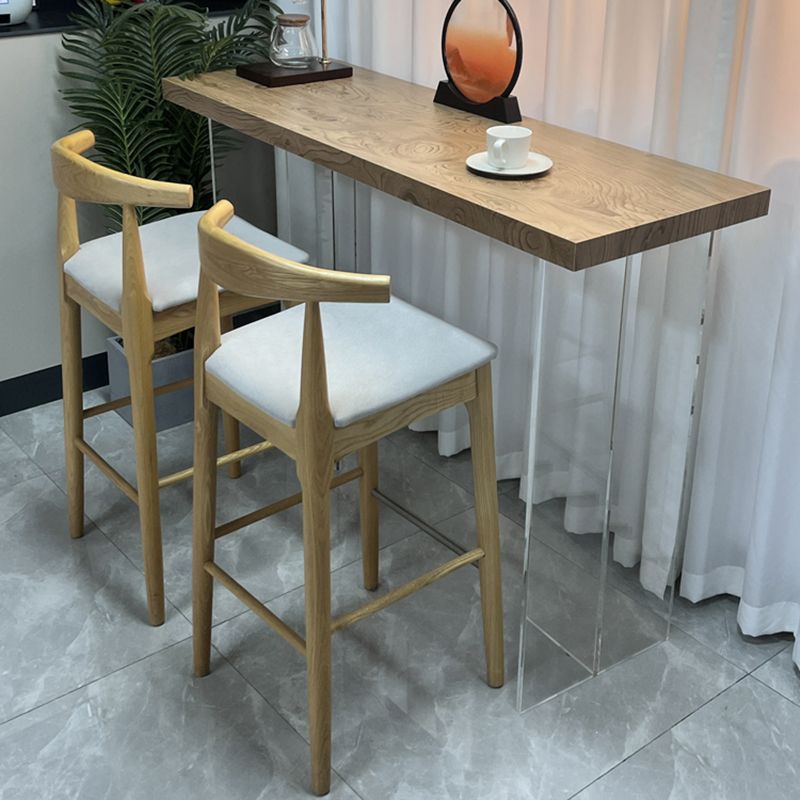 Rectangle Counter Height Pub Set 1/2/3 Pcs Modern Bar Table and Solid Wood Stools