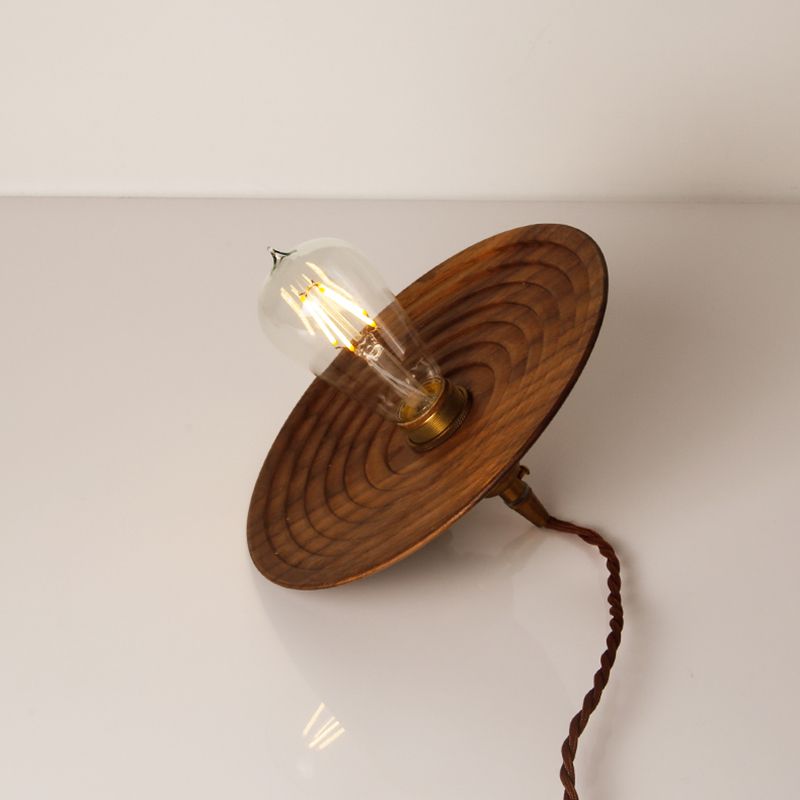 Flying Saucer Wooden Hanging Lighting Nordic 1 Bulb Pendant Light for Dining Room