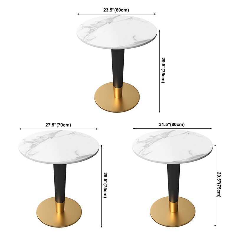 Minimalistische keuken standaard eettafel ronde vorm gesinterde stenen eettafel in wit