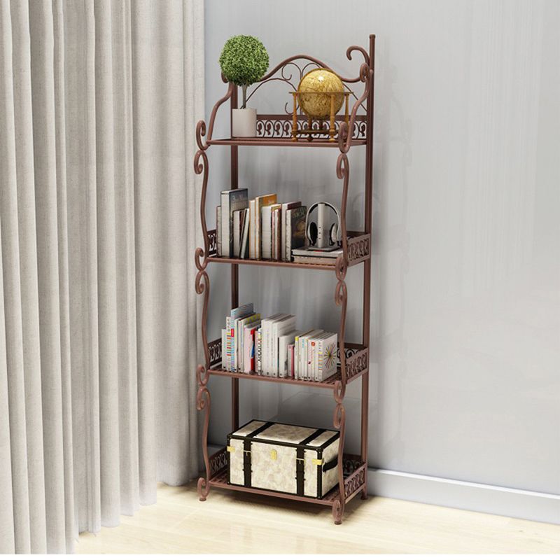 Modern Metal Vertical Shelf Bookcase Open Bookshelf for Bedroom