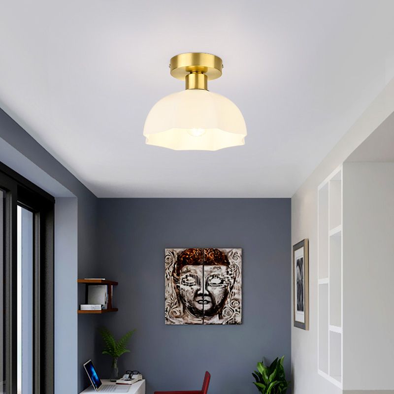 Modern Ceiling Light 1-Light Ceiling Mount Lamp with Glass Shade for Bedroom