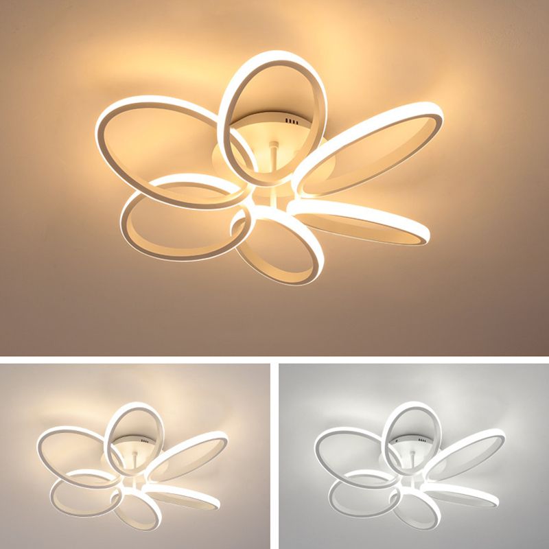Minimalist Floral Semi Flush Mount Lighting Metal LED Bedroom Ceiling Lighting