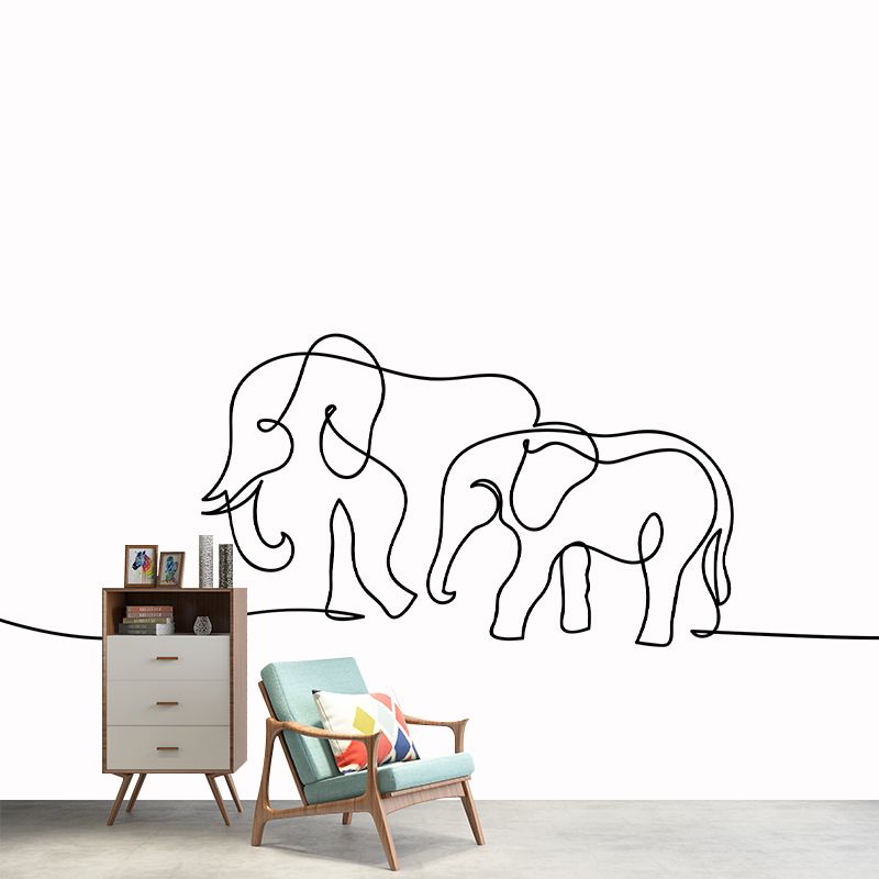 Illustration Lineart Mural Moisture Resistant for Living Room Wall Decor