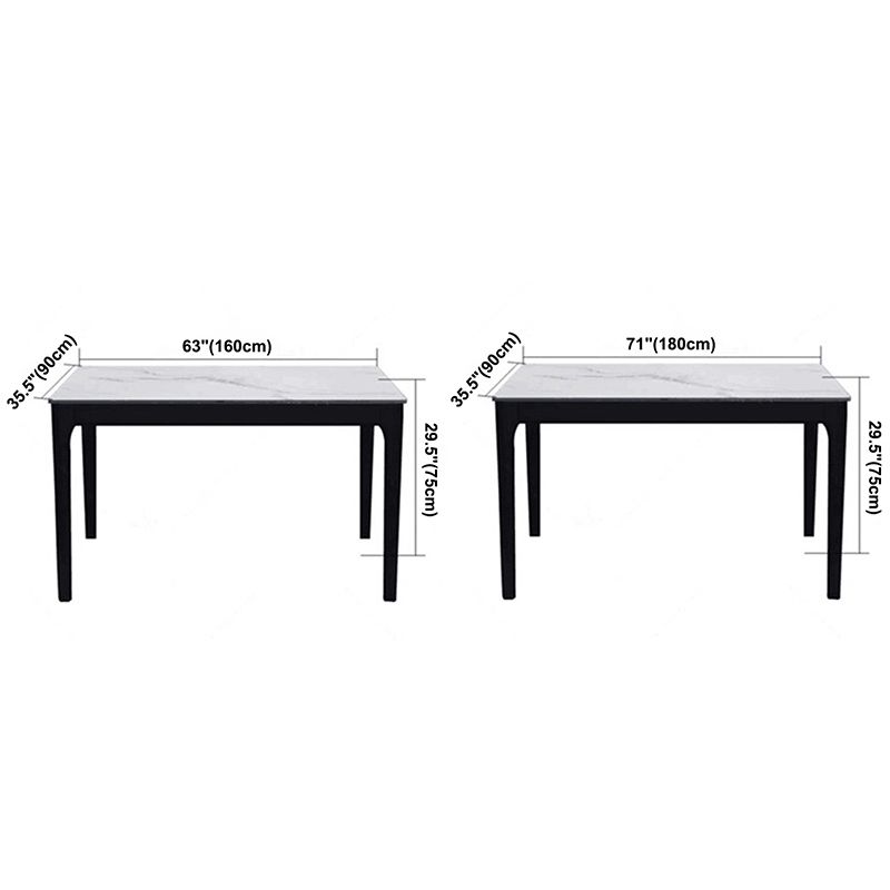 Modern Sintered Stone Dining Table Rectangular Table with Wood Four-leg