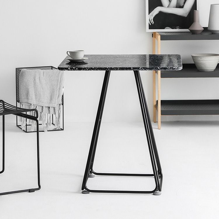 Modern Stone Geometric Dining Table Metal Base for Dining Room