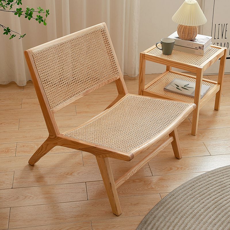 Woven Back Side Chair Solid Wood Lounge Accent Chair with Legs