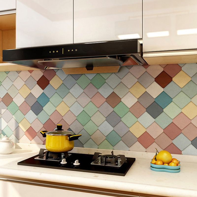 Multicolored Square Brick Wallpapers Mosaic Tile Modern Self Sticking Wall Covering