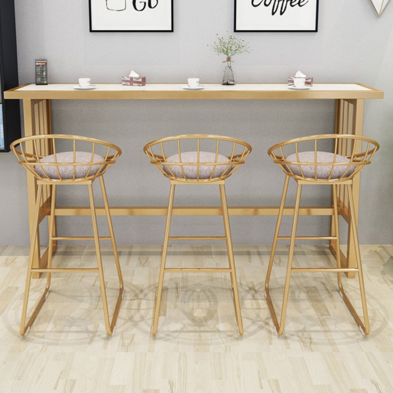 Modern Bar Height Table Faux Marble Top Bistro Table with Gold Base