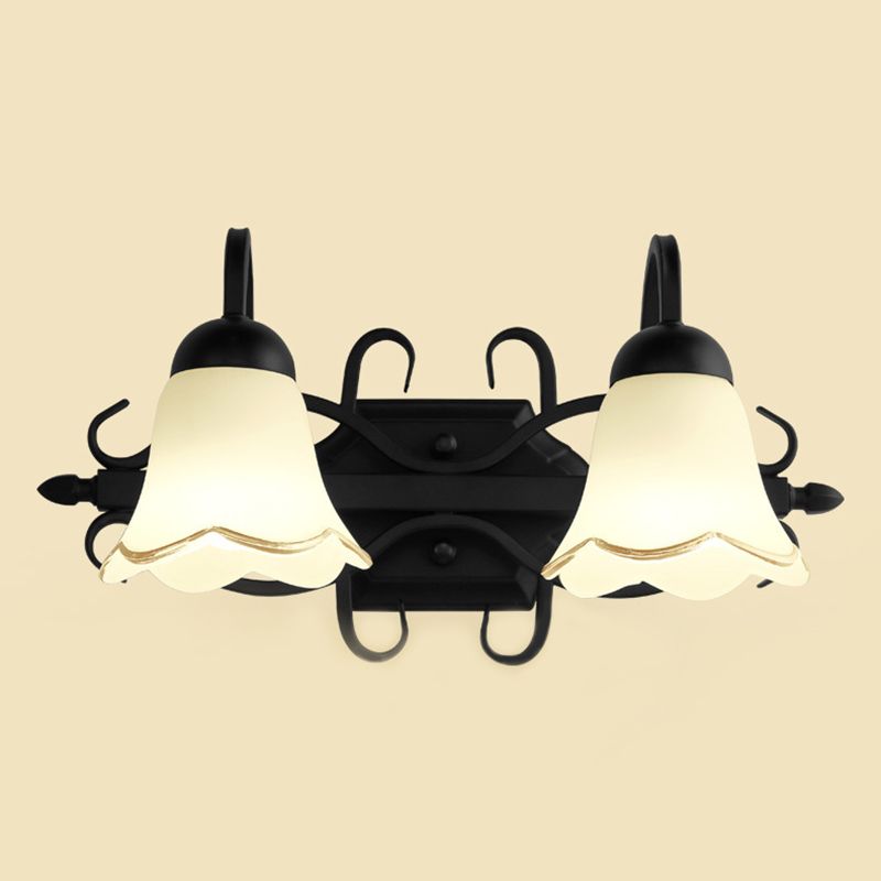 American Creative Vanity Wall Sconce Metal Vanity Sconce in Opal Glass Shade for Bathroom