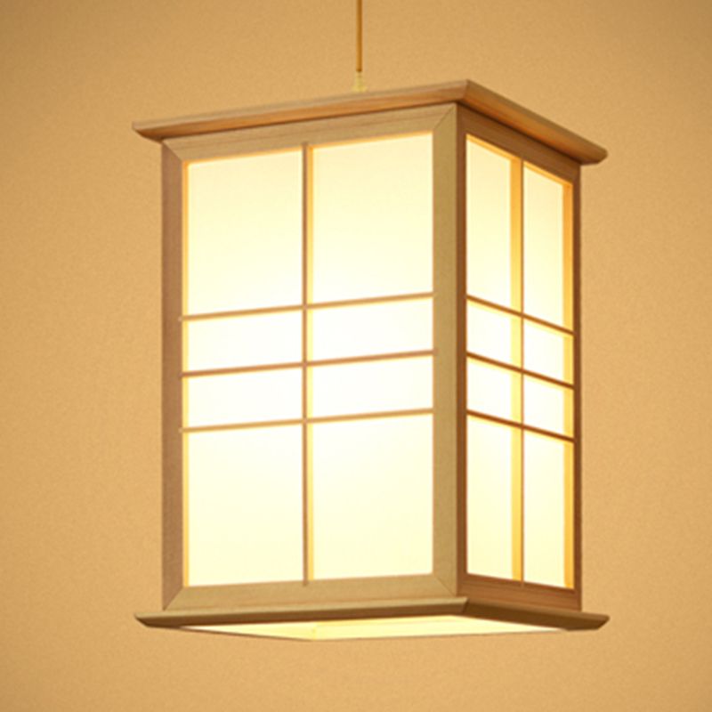 Rechteckige Handelsheime beleuchten japanisches Holz 1-Licht-Restaurant Droplampe