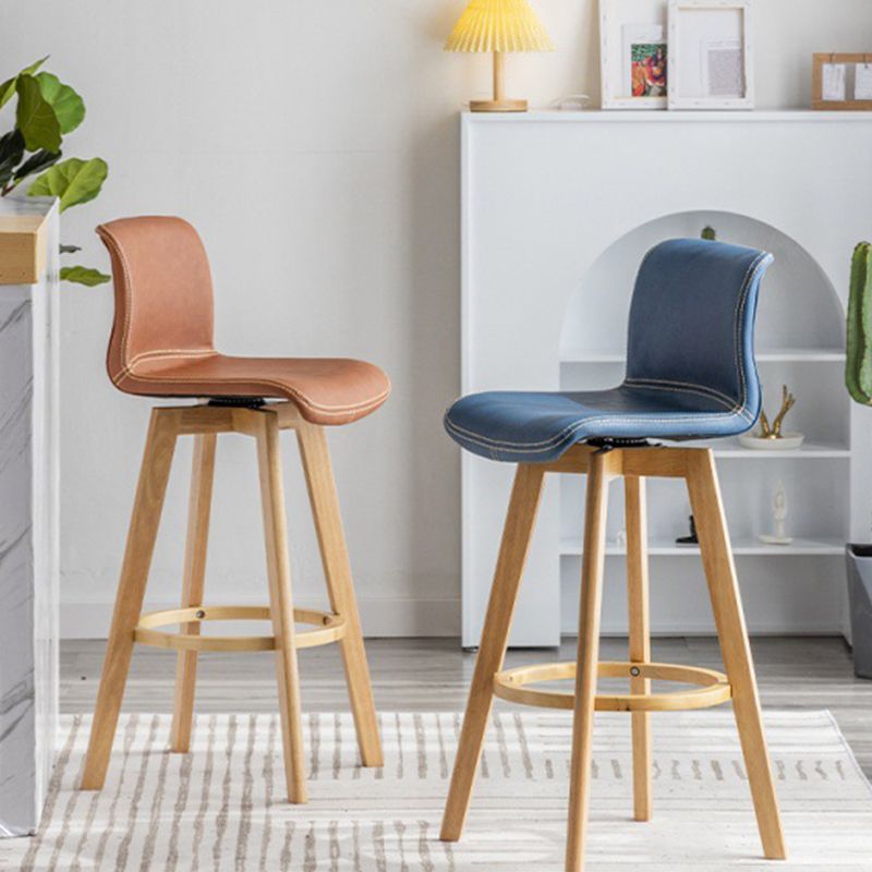 Contemporary Home Low Back Stool Matte Finish Leather Barstool