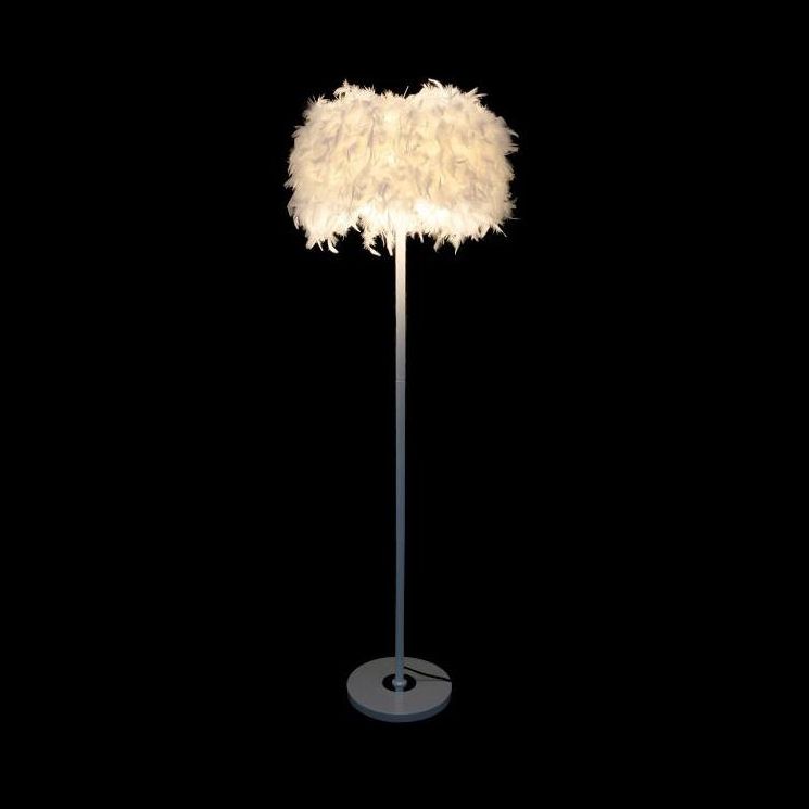 Lampada da terra con paralume a tamburo di piume Illuminazione da pavimento a 1 luce in stile moderno in diversi colori per soggiorno