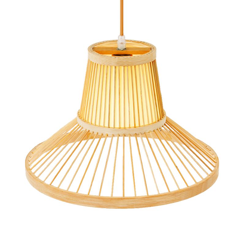 Tradicional 1 lámpara colgante de bombilla Luz de lámpara de madera con sombra de bambú con sombra de bambú
